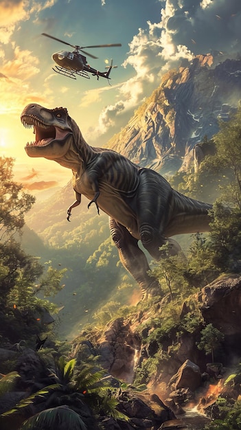 Визуальный фотоальбом динозавров с доисторическими моментами