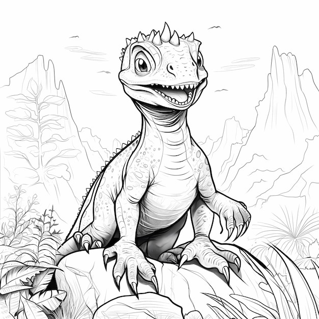 Dinosaurs in Ink The Beauty of Black Contour Illustrations coloring page for kids