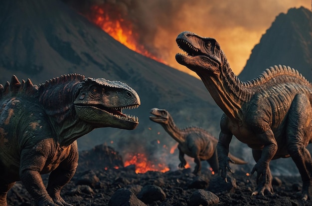 Dinosaurs in Volcanic Landscape 2 1jpg