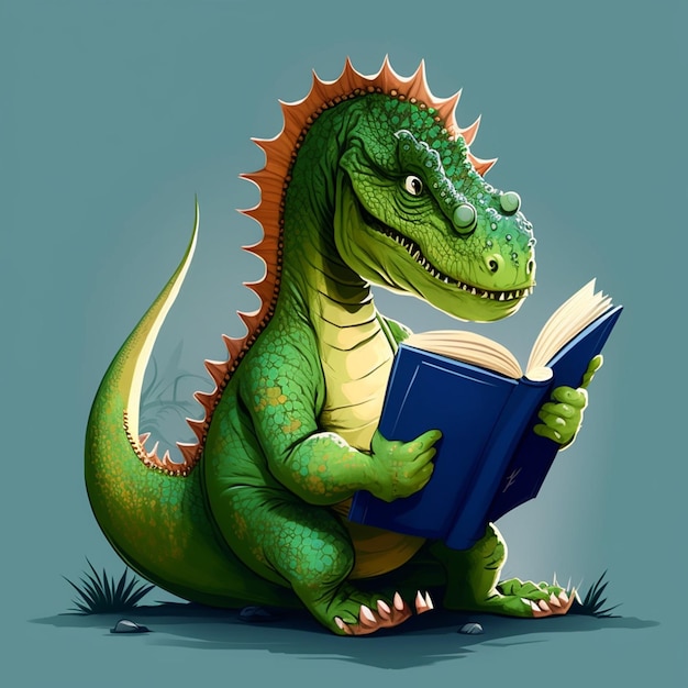 Dinosaurus die een boek vector illustratie leest