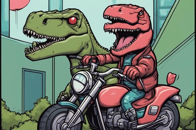 Dinosaurus die op een motorfiets rijdt Dinosaurus t-shirt ontwerp