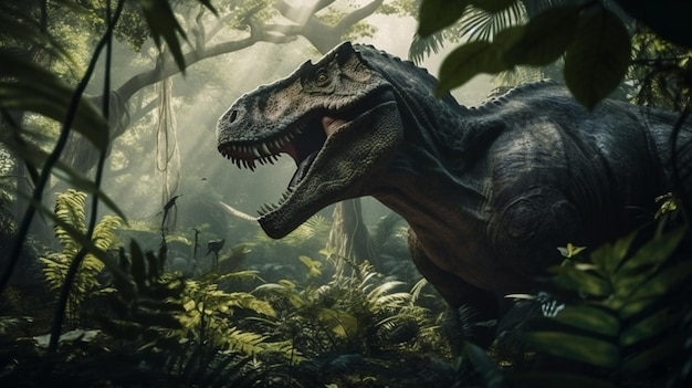 Dinosaurus in de jungle Generatieve AI