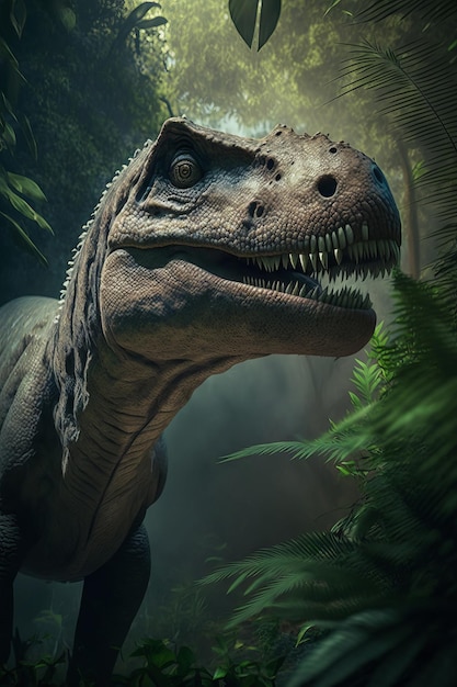 Dinosaurus Trex in de jungle Generatieve AI