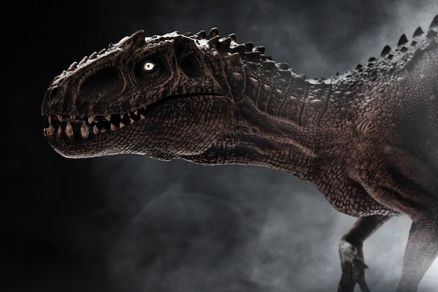 Dinosaurus Tyrannosaurus Rex op donkere achtergrond