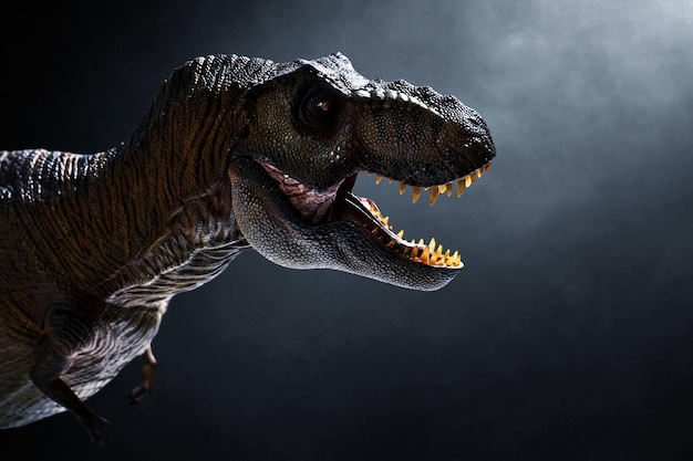 Dinosaurus Tyrannosaurus Rex op donkere achtergrond