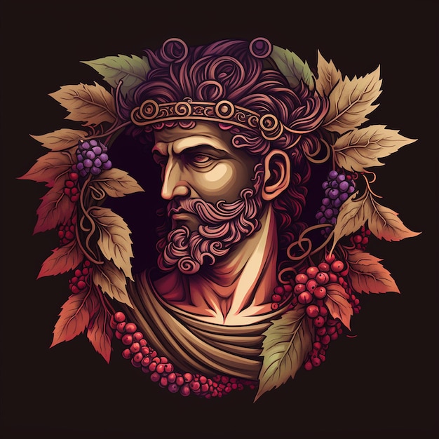 Dionysus wine tattoo illustration image Ai generated art