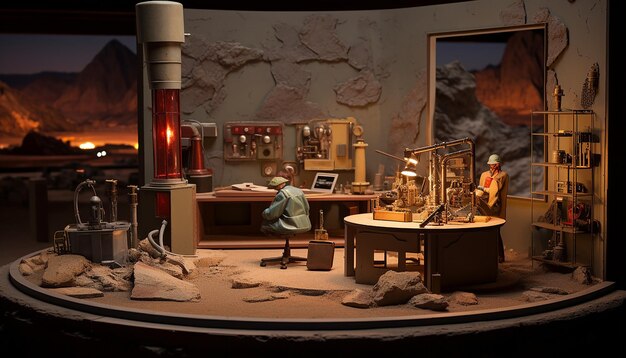 Foto diorama dell'installazione della bomba nucleare di robert oppenheimer