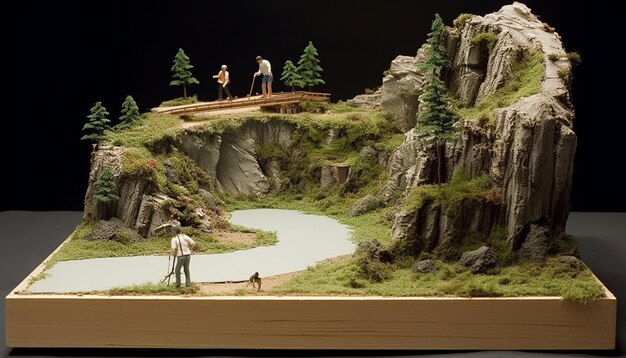 Foto diorama professionele fotoshoot minimale modellen miniatuurconcept