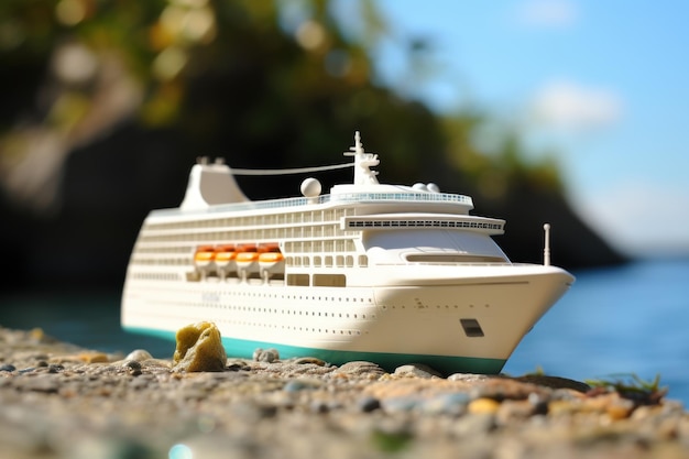 Diorama speelgoedmodel van een cruiseschip AI Genative