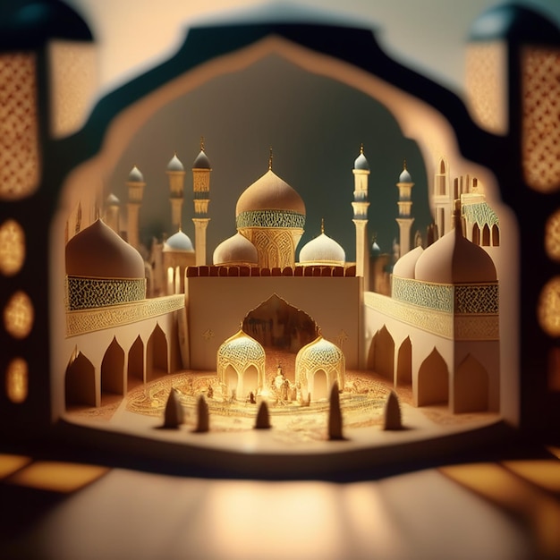 Diorama style mosque