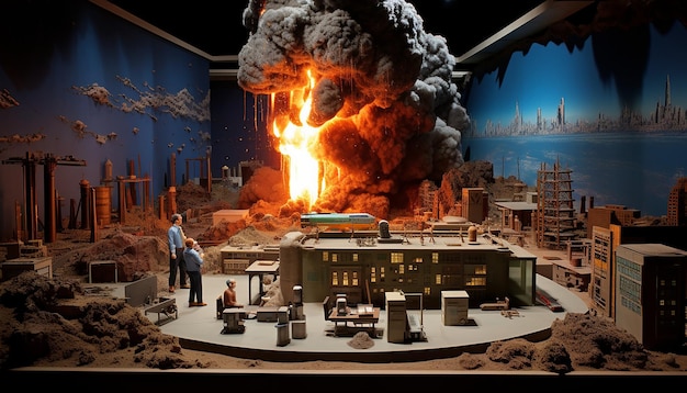 Diorama van de opstelling van een kernbom van Robert Oppenheimer