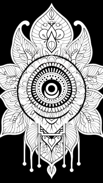 Dip black and white clean coloring page for adults ham Ai generated art