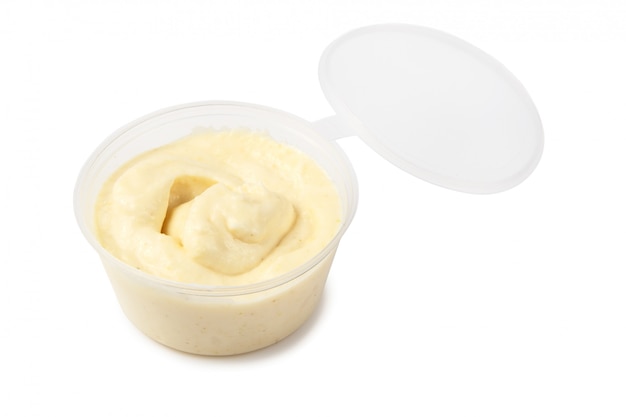 Dip sauce in a plastic take away container