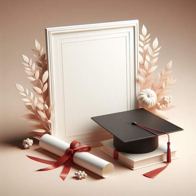 Photo diploma and cap realistic photo