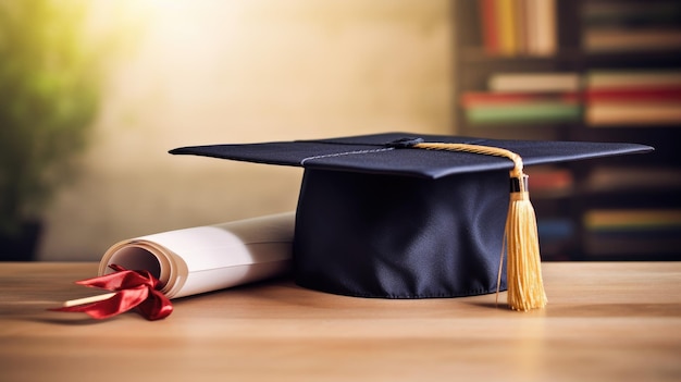 a diploma and graduation cap representing the hard work and dedication put into earning