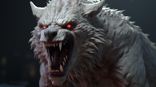 Страшный волк-демон Ай-Генератив