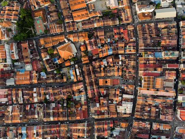 Direct boven de opname van het stadsbeeld