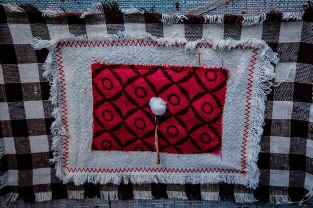 Фото Прямо над текстильным штрихом