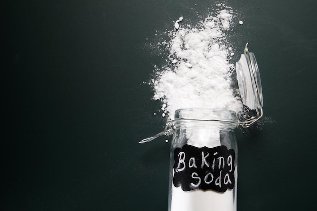 Photo directly above shot of baking soda spilled on table