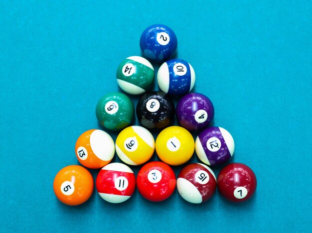 Photo directly above shot of balls on blue background