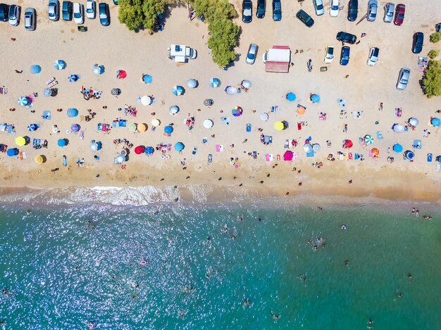 Directly above shot of beach on sunny day