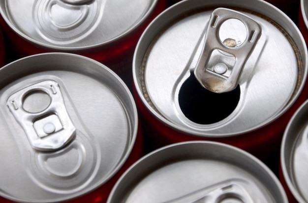 Directly above shot of beer bottles on metal