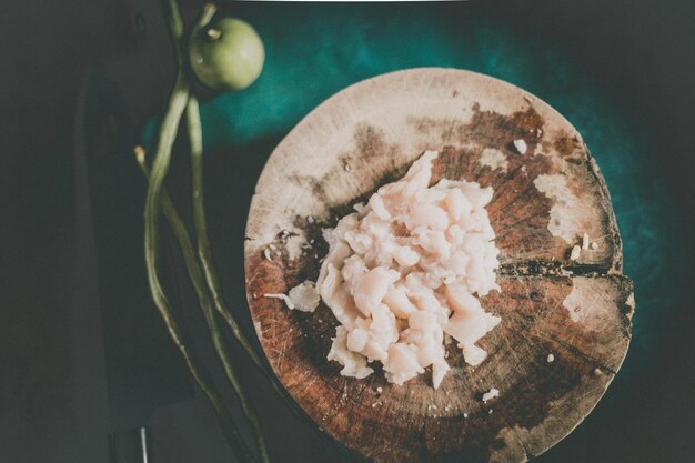 Photo directly above shot of bread in bowl