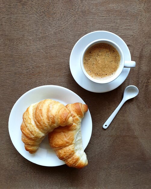 Directly above shot of breakfast on table