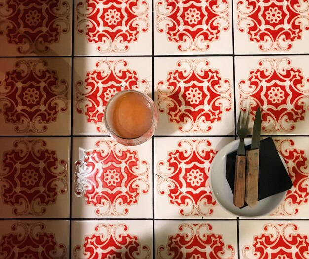 Photo directly above shot of breakfast on table