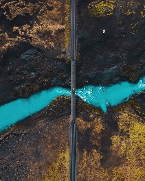 Photo directly above shot of bridge over river