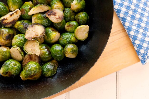 Directly above shot of brussels sprouts on table