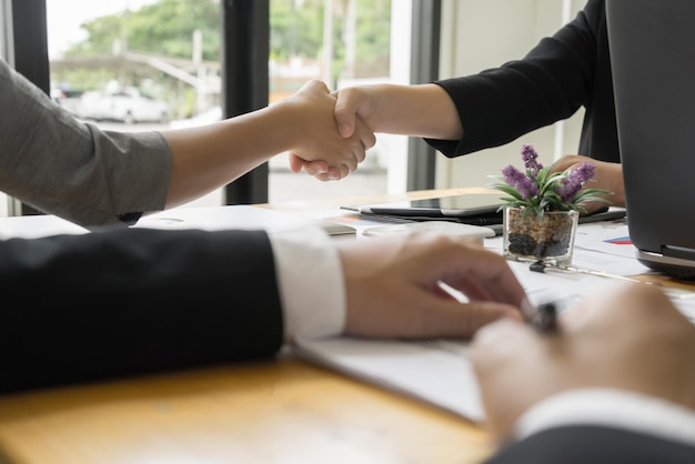 Directly above shot of businessman shaking hands