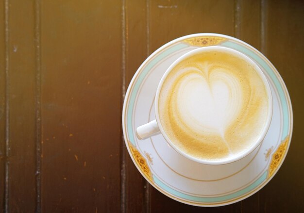 Directly above shot of cappuccino on table