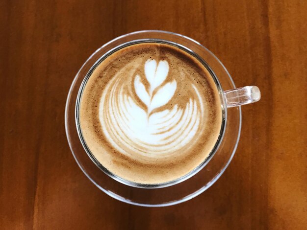 Photo directly above shot of cappuccino on table