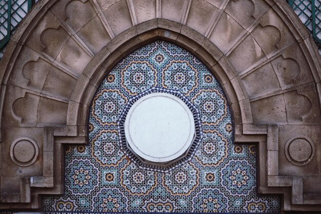 Photo directly below shot of ceiling of building