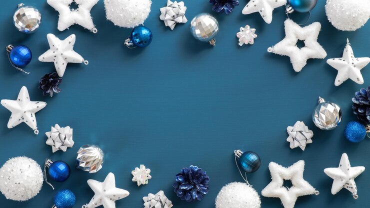 Photo テーブルの上のクリスマス装飾の直接上のショット