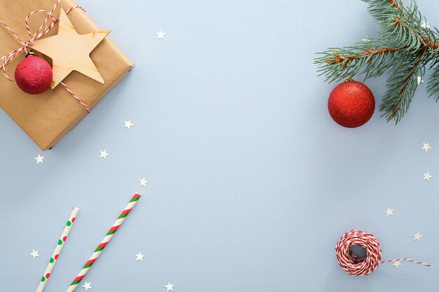 Directly above shot of christmas decorations on table