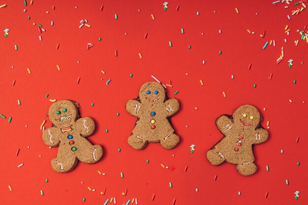 Photo directly above shot of christmas decorations on yellow background