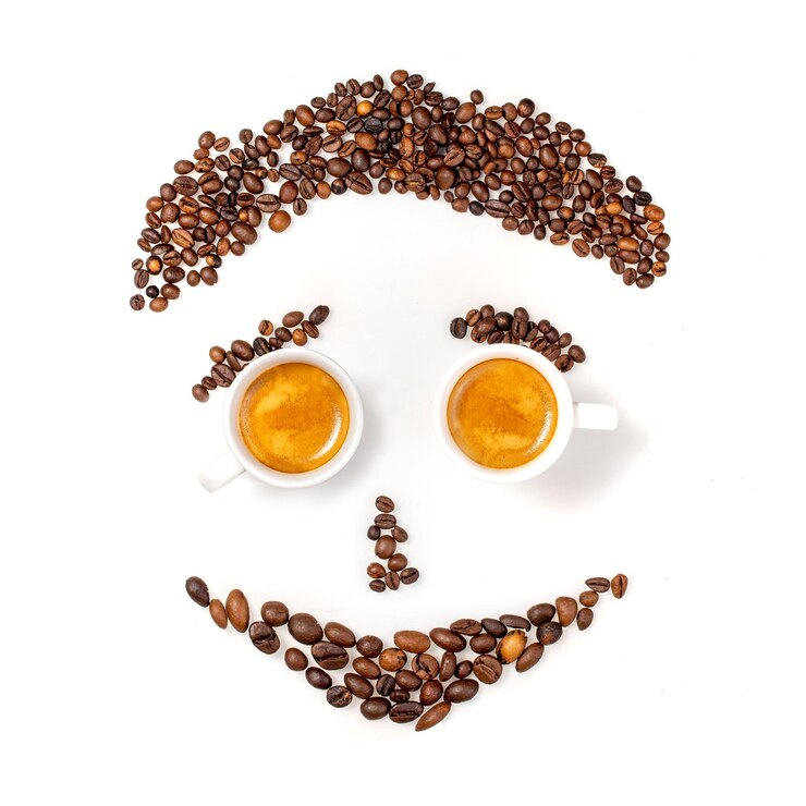 Photo directly above shot of coffee cup against white background