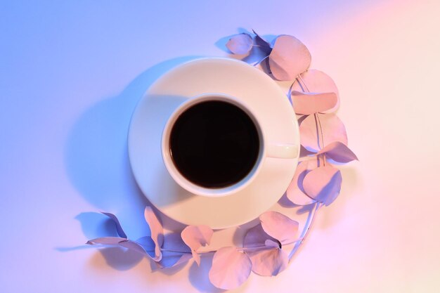 Directly above shot of coffee cup on table