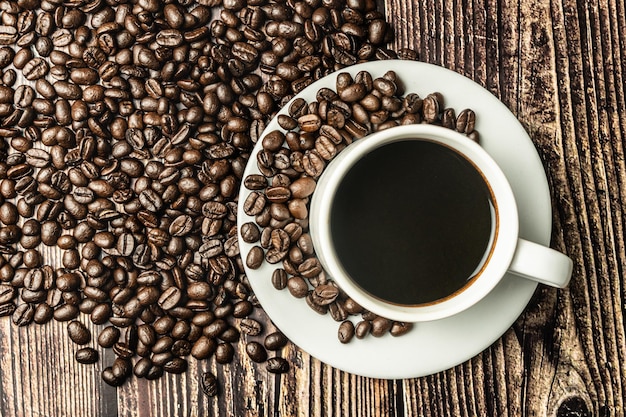 Photo directly above shot of coffee cup on table