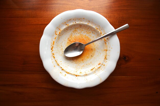 Directly above shot of coffee cup on table