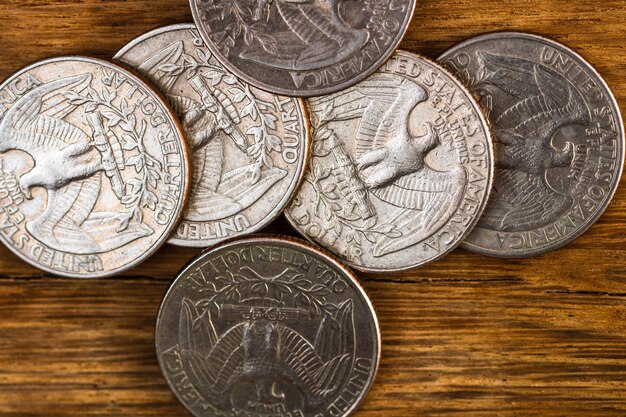 Photo directly above shot of coins on table