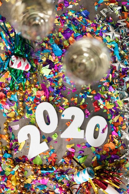 Photo directly above shot confetti decoration with number