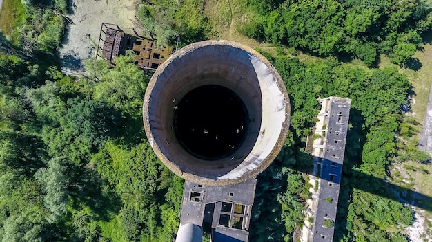 Directly above shot of cooling tower during sunny day