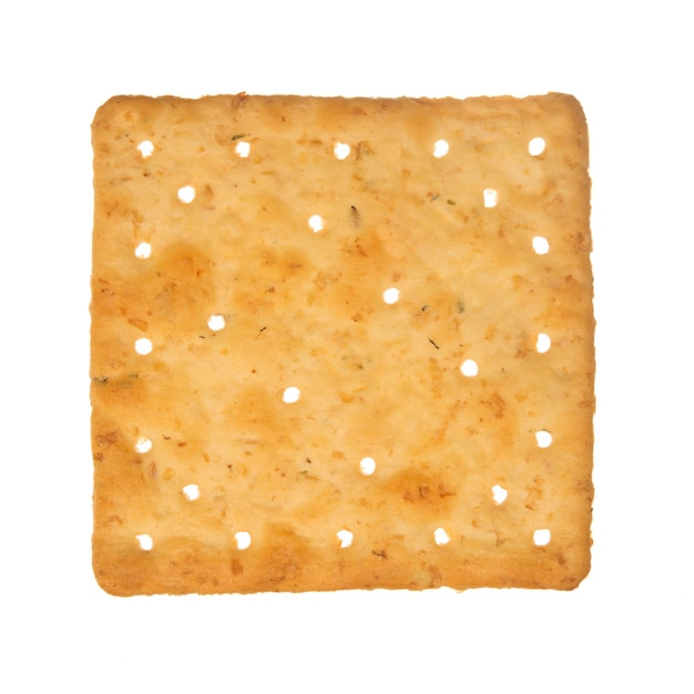 Photo directly above shot of cracker over white background