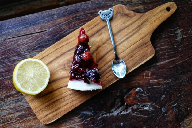 Directly above shot of dessert on serving board