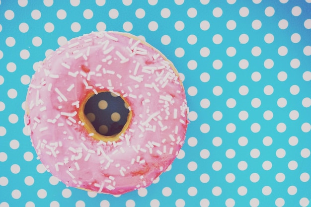 Photo directly above shot of donut on table