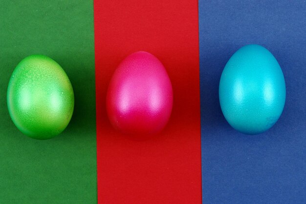 Directly above shot of easter eggs on table