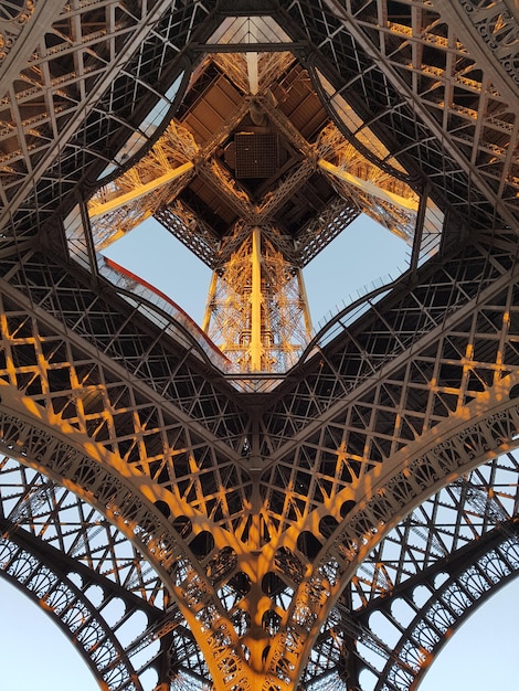 Directly below shot of eiffel tower